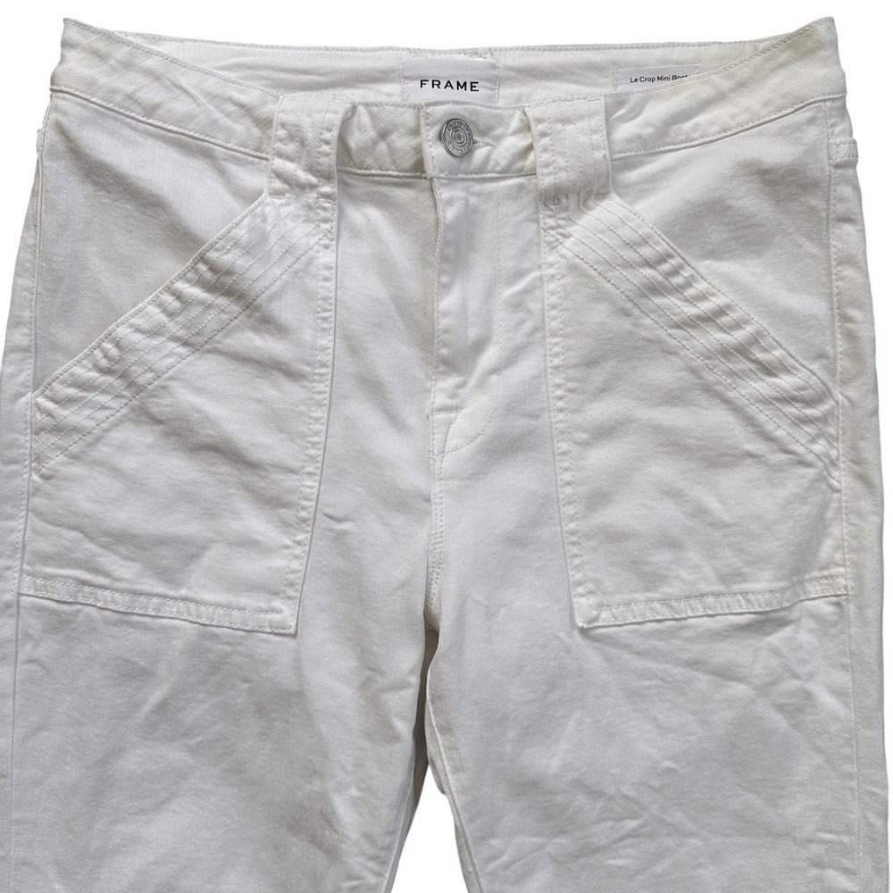 FRAME Le Crop Mini Boot Wmn 30 White Blanc Utility Patch Pocket Jeans Excellent - Picture 3 of 8